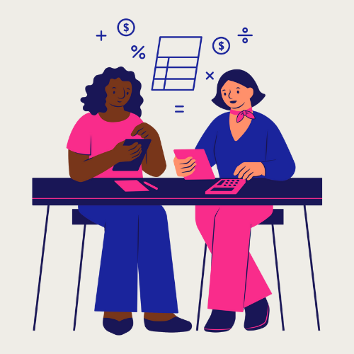 Graphic of people on computers